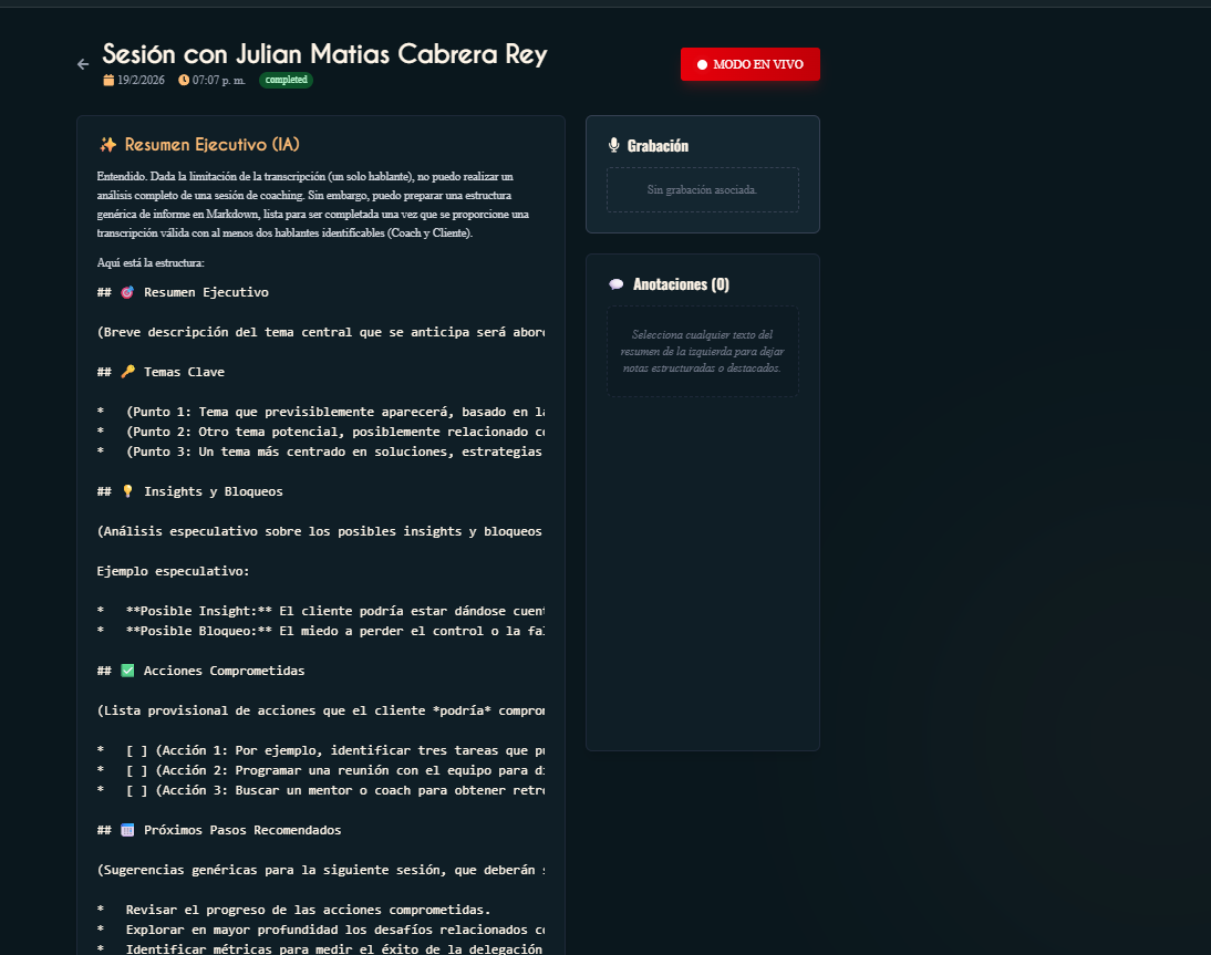 Human-in-the-loop funcionando en la capa directiva.